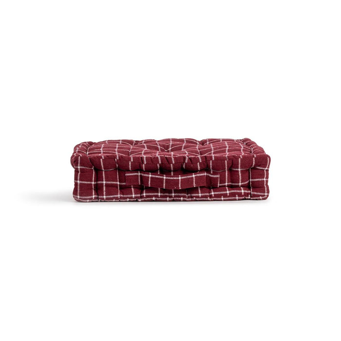 FLOOR CUSHION 40X40X8 CHECKED BURGUNDY