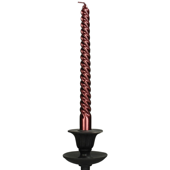 TWISTED CANDLE BURGUNDY 26X3X8CM