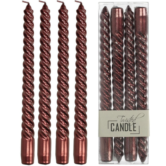 TWISTED CANDLE BURGUNDY 26X3X8CM