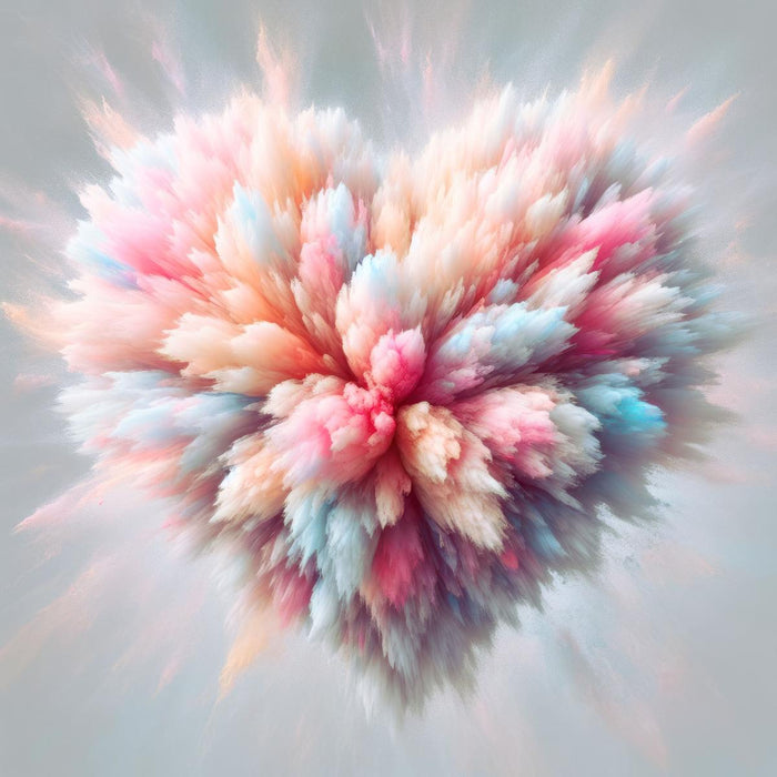 PAINTING 65X65 CM HEART COLOR EXPLOSION