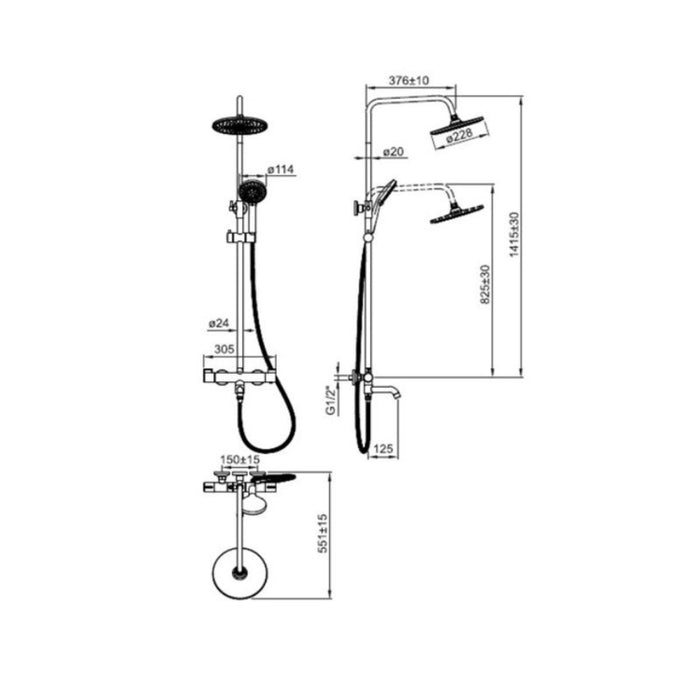 THERMOSTATIC SHOWER SYSTEM WITH SPOUT NO