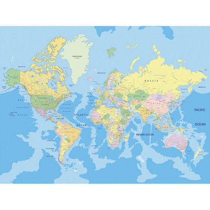 WALLPAPER PREMIUM XXL WORLD MAP 360X270 CM. 4Ch.