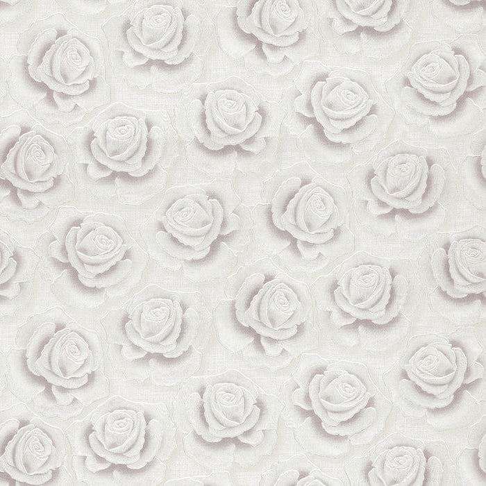 WALLPAPER VINYL CREAM LARGE ROSES