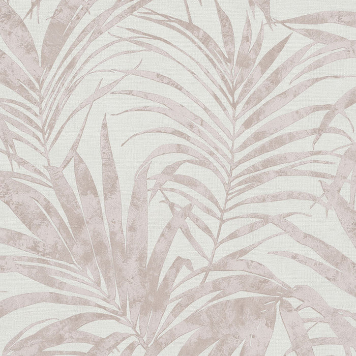 WALLPAPER VINYL Ivy PINK LEAVES WHITE