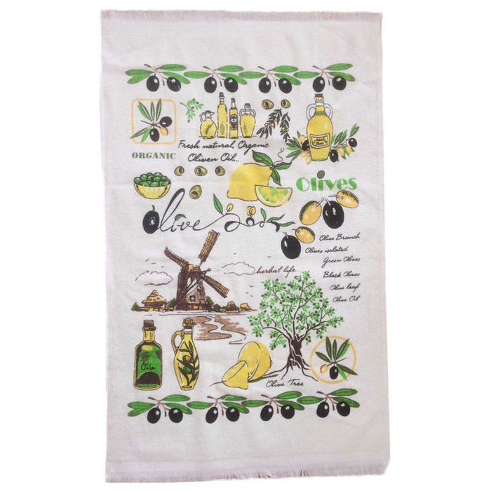 KITCHEN TOWEL 40X60 CM. FRINGED AND PRINTED