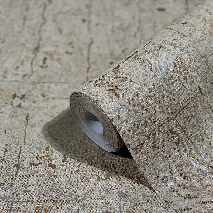 WALLPAPER VINYL IVY CONCRETE BEIGE BRONZE