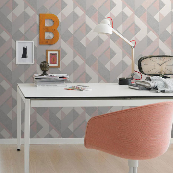 WALLPAPER DUPLEX 3D PINK GEOMETRY