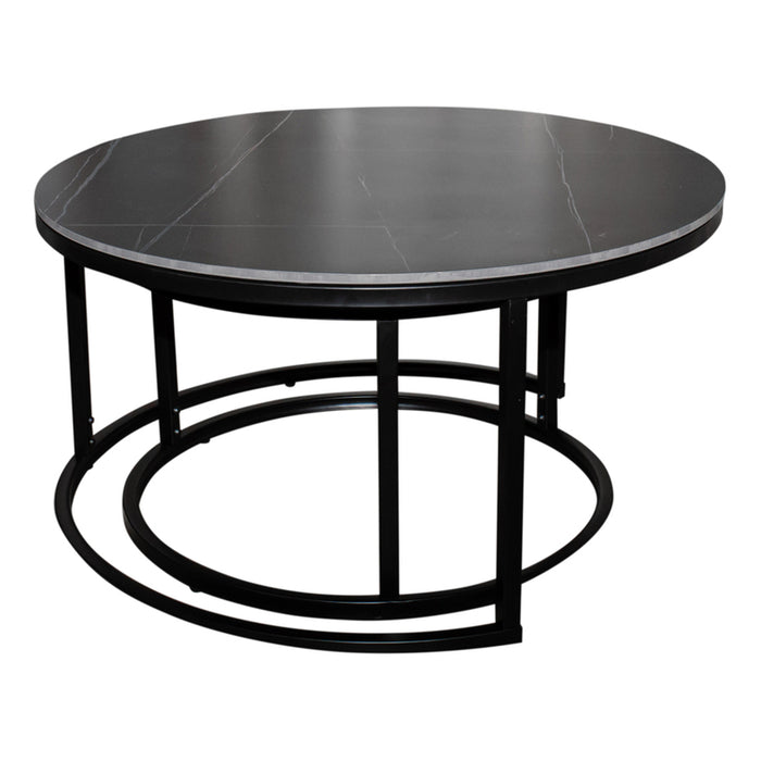 DINING TABLE WITH STONE SET OF 2. BLACK