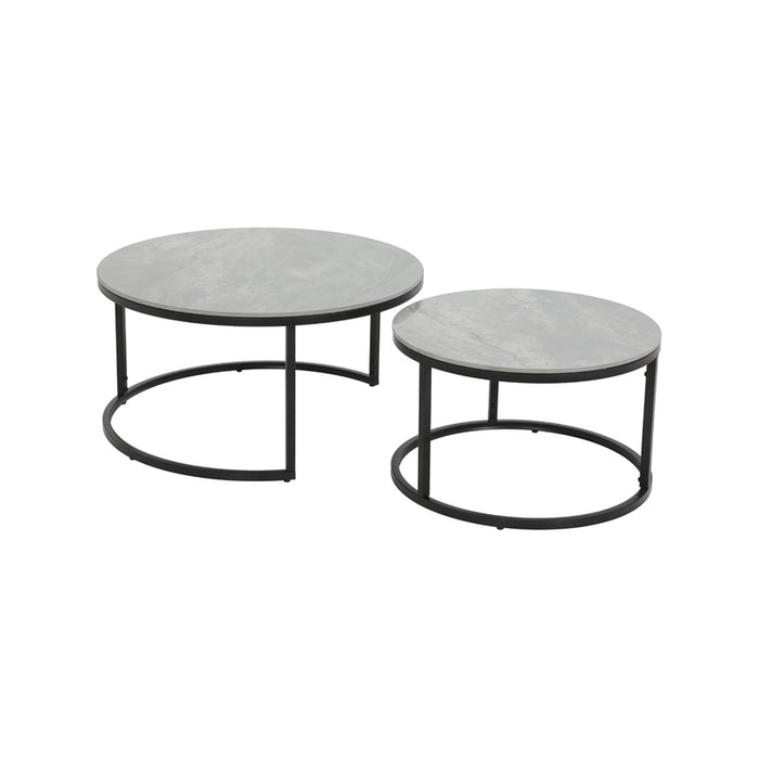 DINING TABLE WITH STONE SET OF 2. GRAY