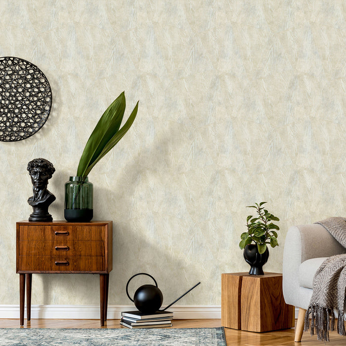 WALLPAPER VINYL LEAVES WOOD PANELS BEIGE