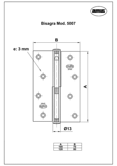 HINGE 5007-100/70 HR. RIGHT-2PCS