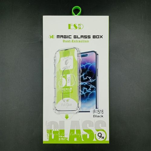 iPhone 15/16 Screen Protector Tempered Glass 9H with installation frame Transparent