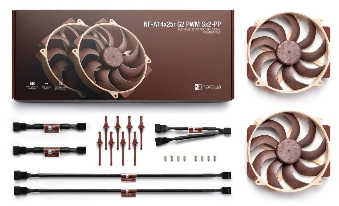 Fan set Noctua NF-A14x25r G2 PWM Sx2-PP, 2 x Fan 140mm