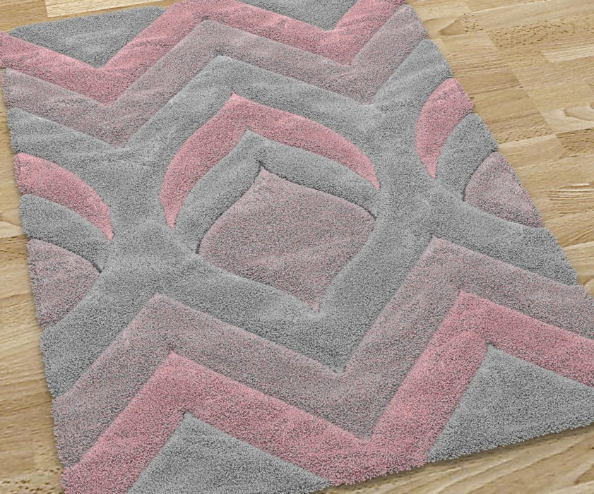 SHAGI CARVING CARPET 200X290 CM GRAY PINK