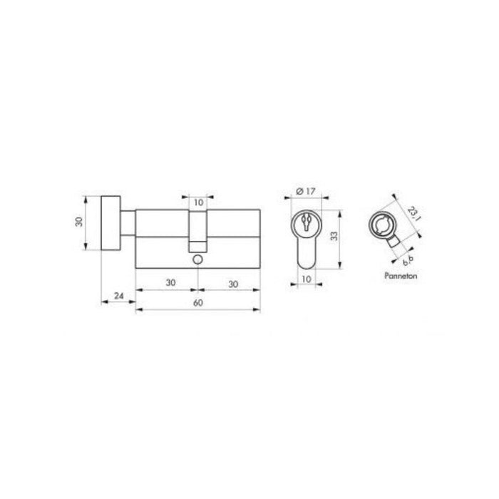 CARTRIDGE WITH HANDLE EURO PROFILE 30/30MM