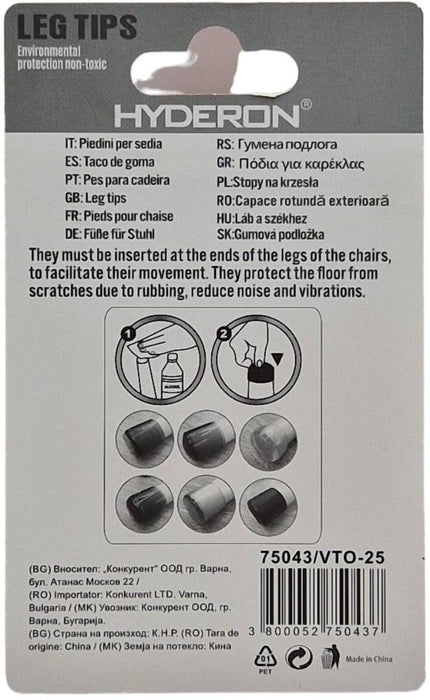 PLUG OUTER CIRCLE VTO-25 25MM BLACK 4 PCS