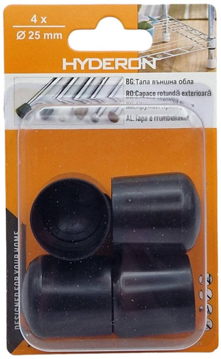 PLUG OUTER CIRCLE VTO-25 25MM BLACK 4 PCS