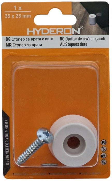 DOOR STOPPER HSC-35B WHITE WITH SCREW