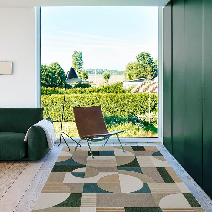 MILANO CARPET ROUND SQUARES BLUE 200X29