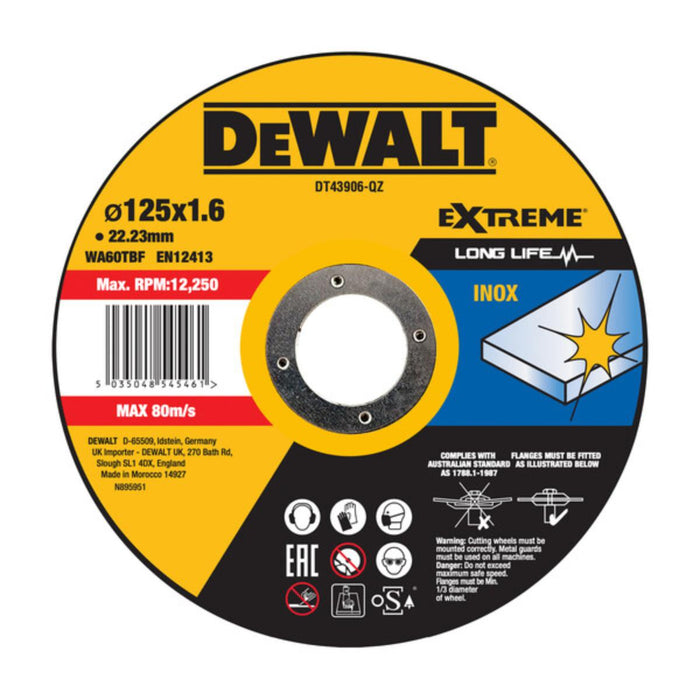 DISC FOR STAINLESS STEEL F125X1.6MM DEWALT