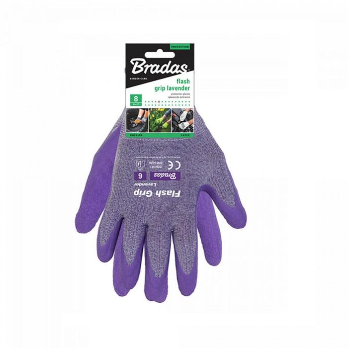 FLASH GRIP LAVENDER LATEX GLOVES 8