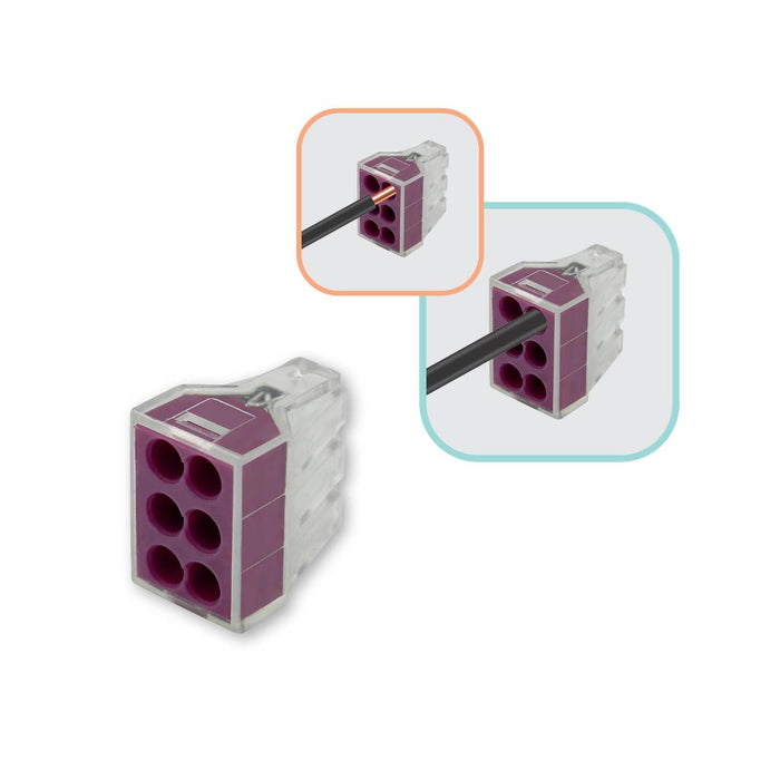 QUICK CONNECTOR 6X0.75-2.5MM2 PURPLE COMMEL