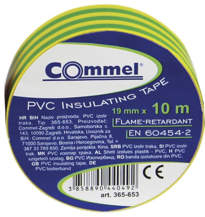 INSULATING TAPE YELLOW-GREEN 10M COMMEL