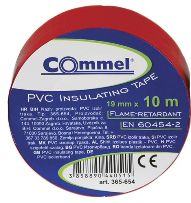 INSULATING TAPE 19MM RED 10M COMMEL