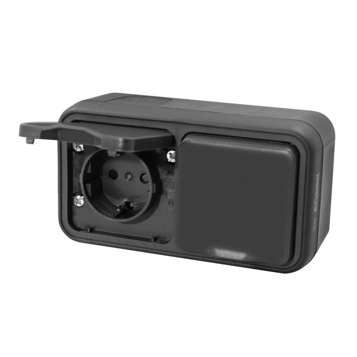 CONTACT SHUKO DOUBLE IP55 ANTHRACITE COMMEL