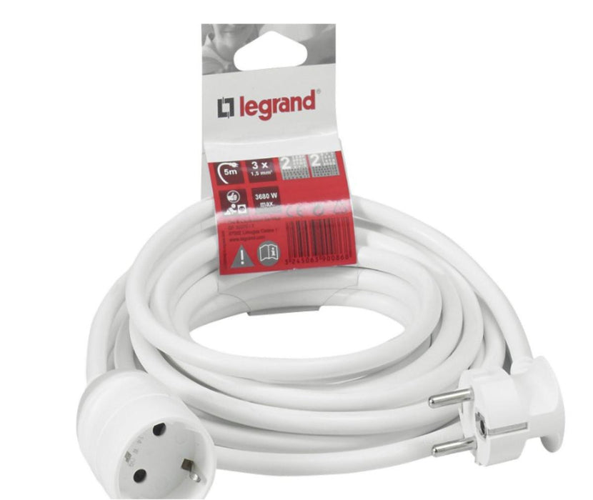 EXTENSION CORD STANDARD 5M 3G 1.5 MM² WHITE