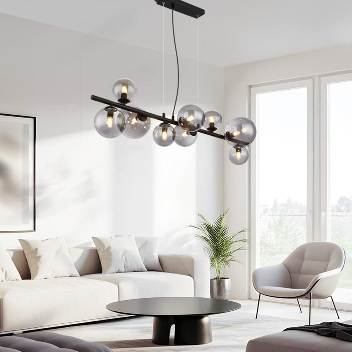 CHANDELIER GALILEO 9XG9 5W SMOKED GLASS H