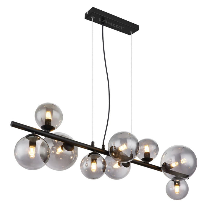 CHANDELIER GALILEO 9XG9 5W SMOKED GLASS H