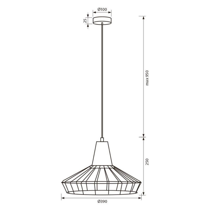 PENDANT AVA 1XE27 WIRE WITH WOOD BLACK