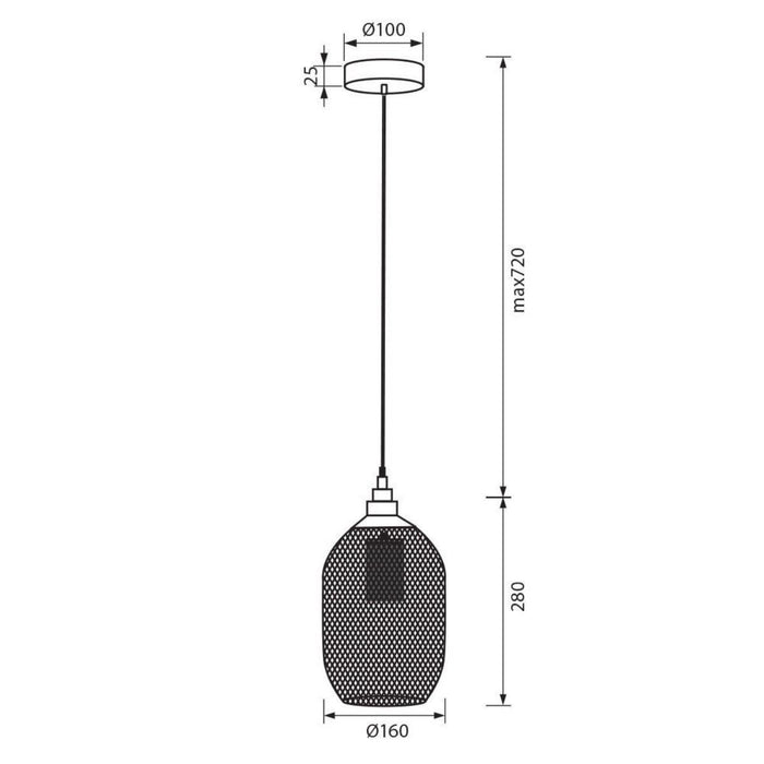PENDANT LARS 1XE27 NET BLACK SSP601