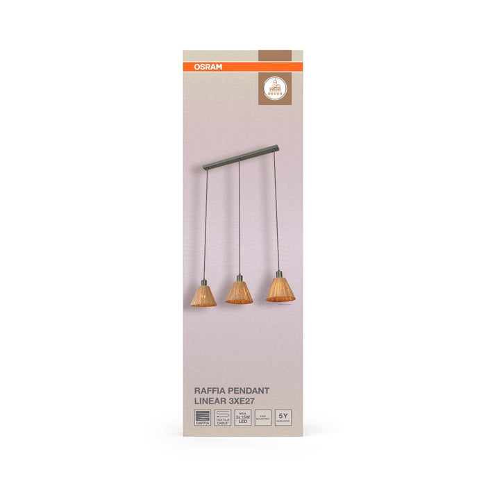 DECOR RAFFIA LINEAR CHANDELIER 3XE27 BROWN