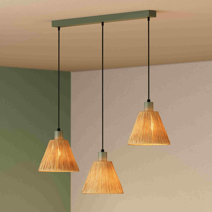 DECOR RAFFIA LINEAR CHANDELIER 3XE27 BROWN