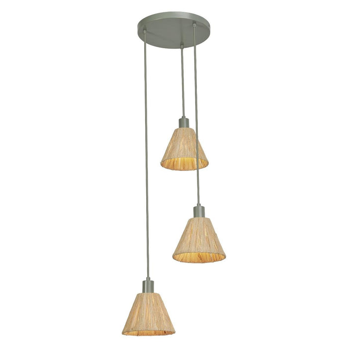 CHANDELIER DECOR RAFFIA PLATE 3XE27 BROWN