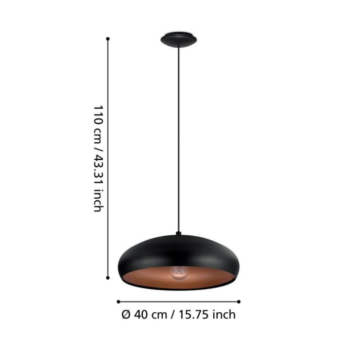 MOGANO PENDANT 1 1XE27 Ф400 BLACK