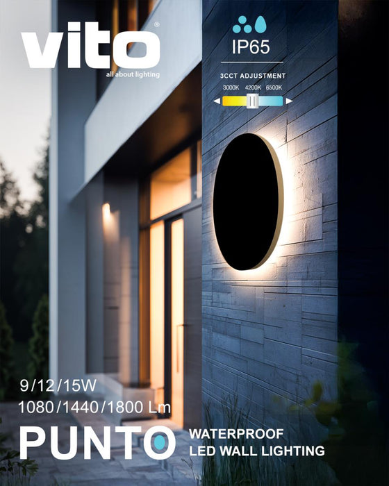LED OUTDOOR WALL LIGHT PUNTO 9W IP65 BLACK