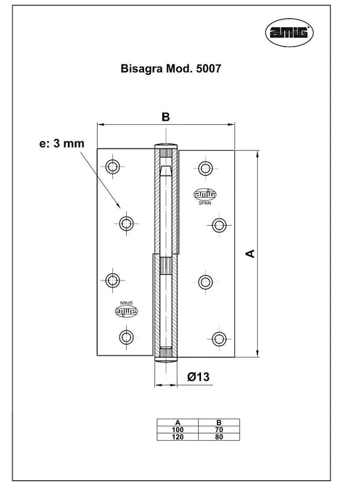 HINGE 5007-100/70 HR. RIGHT-2PCS