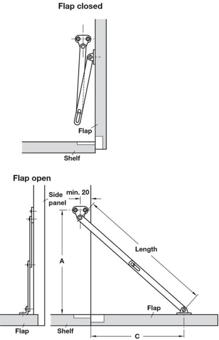 200MM HÄFELE FLAP DOOR SCISSORS