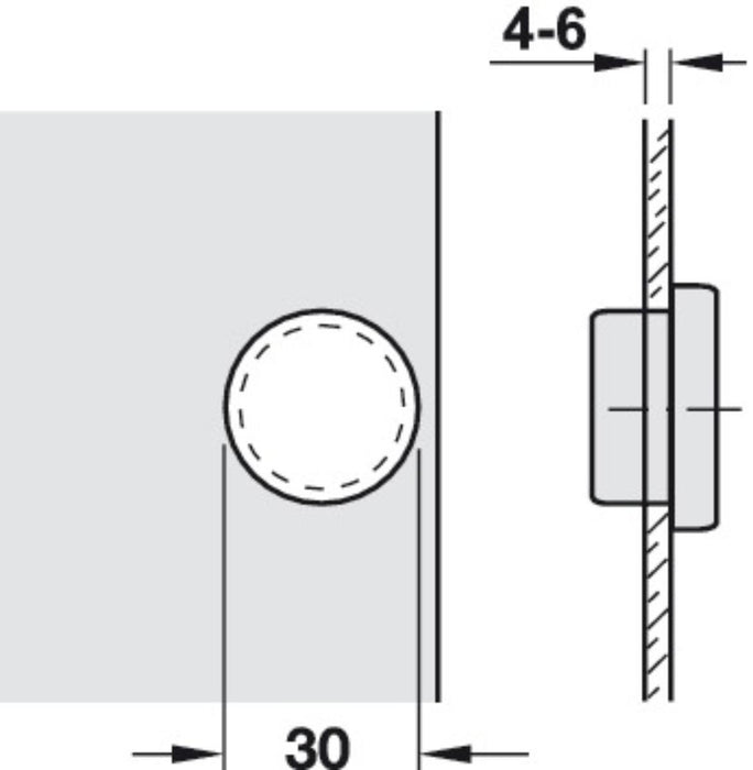 GLASS HINGE SEMI-COVERED EDGE HÄFELE