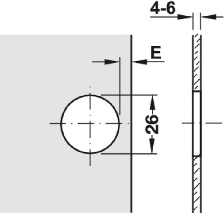 GLASS HINGE SEMI-COVERED EDGE HÄFELE
