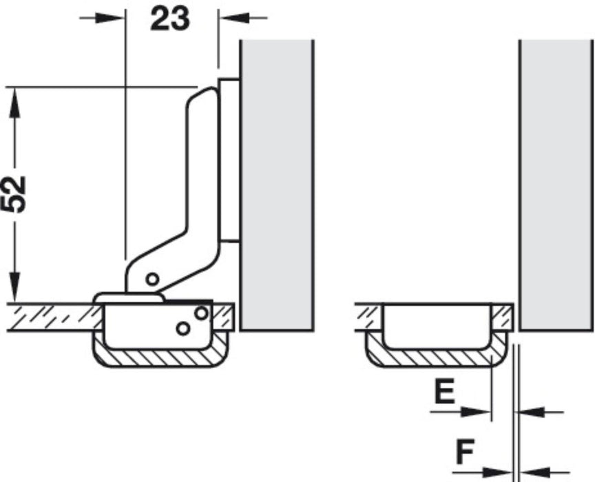 OPEN EDGE GLASS HINGE F26 HÄFELE