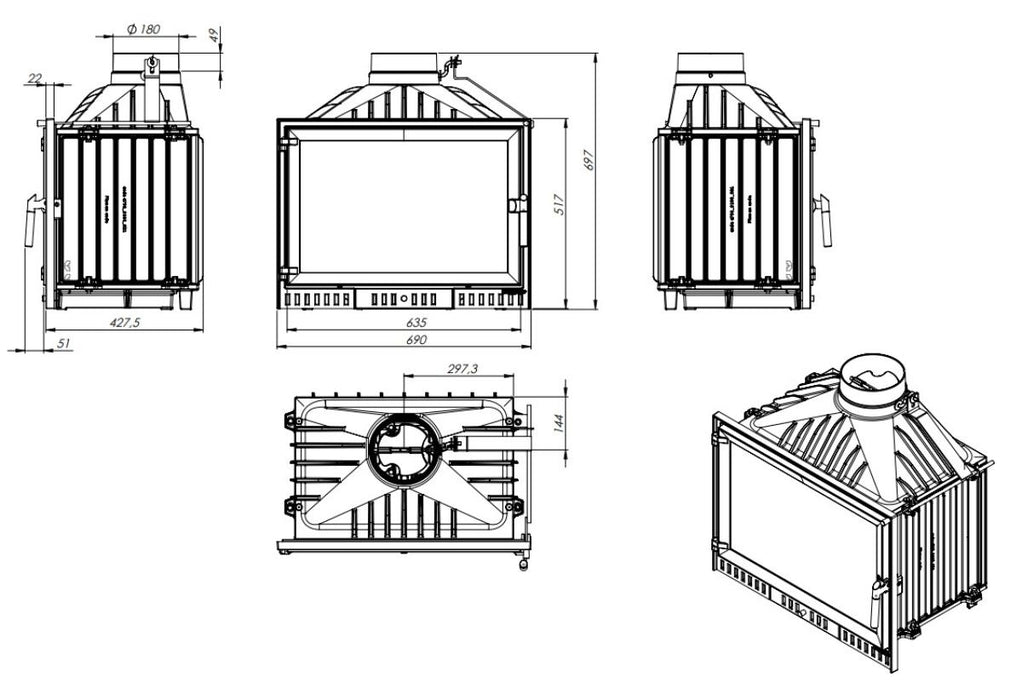 NORDFLAM ATINA 14 KW CHAMBER WITH VALVE