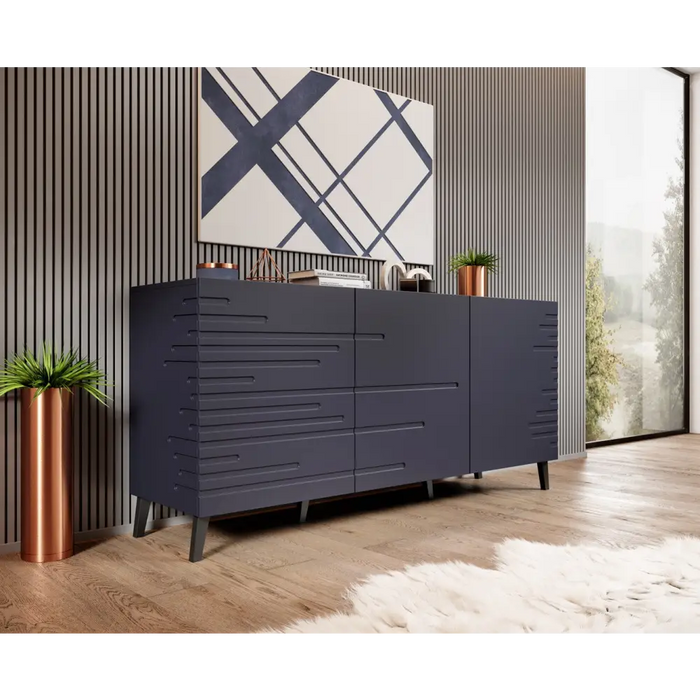 Nova chest of drawers 155x40x72 Garnet Mat - Chests of drawers made of furniture boardKOY-ZPM<<<ChestsKOY<<<ActionPL
