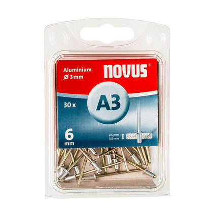 POP RIVET 3X6 MM NOVUS 30 PCS