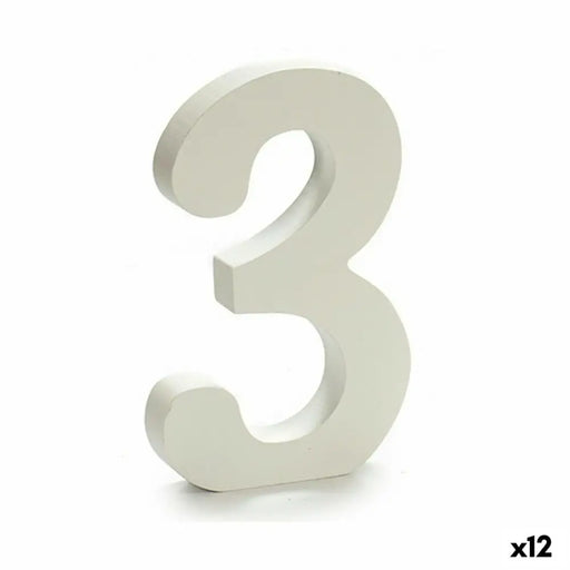 Number Pincello 3 White 1,8 x 21 x 17 cm (12 Units) - Декорация и Осветление<<<Дом Градина<<<BigBuy&&&Други артикули за