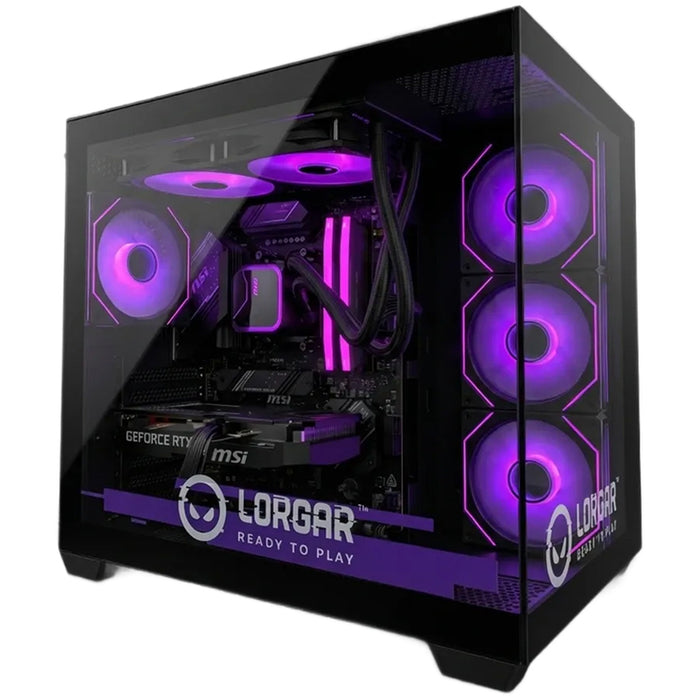 Gaming desktop computer LORGAR ADVANCED PCA201 BLACK AMD RYZEN 5 7500F, NVIDIA GEFORCE RTX5060 TI, RAM 16+16 GB, 6400 MHz