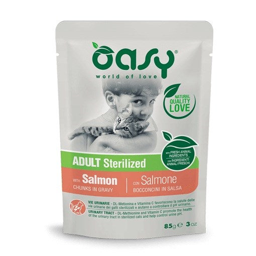 OASY Chunks in gravy Sterilized Salmon - wet cat food - 85g